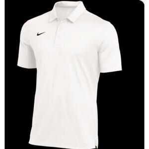 Nike Dri-Fit Coach Polo Shirt Mens LG DV6749 White Black Swoosh MSRP $75